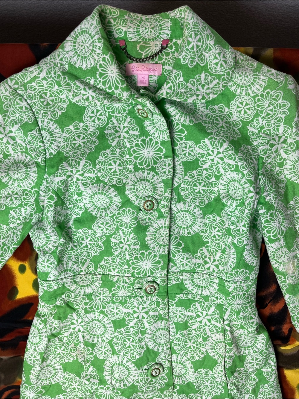 Lilly Pulitzer Green Kiera Coat Womens Size XS